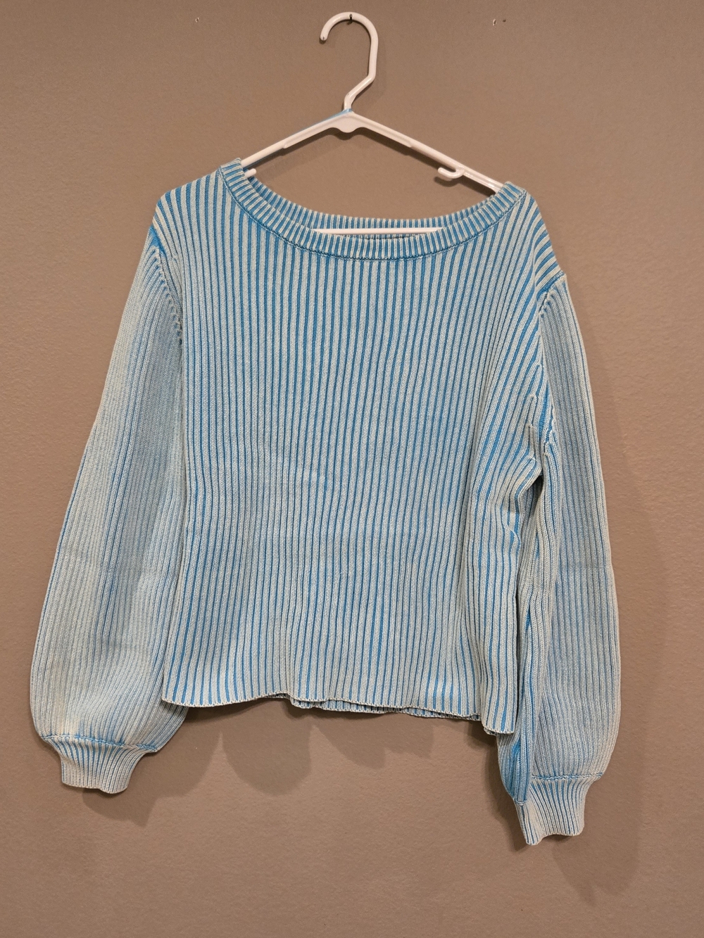 Blue Velvet Light Blue Ribbed Scoop Neck Sweater NWT